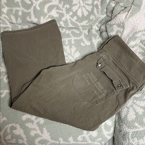 Silver Olive Green Capri Pants